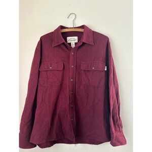 Kilimanjaro Expedition Outfitters Mens‎ Burgundy Cotton Flannel Shirt - L